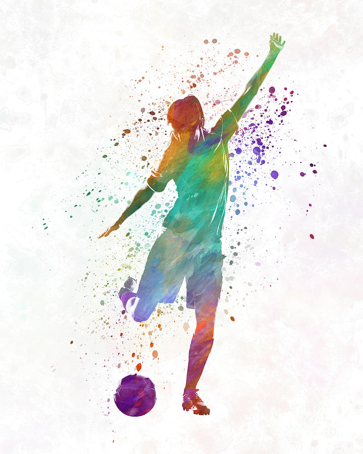 720x900 Woman Soccer Player 09 In Watercolor Painting By Pablo Romero - Soccer Watercolor