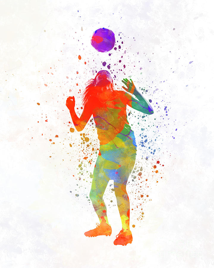 720x900 Woman Soccer Player 13 In Watercolor Painting By Pablo Romero - Soccer Watercolor