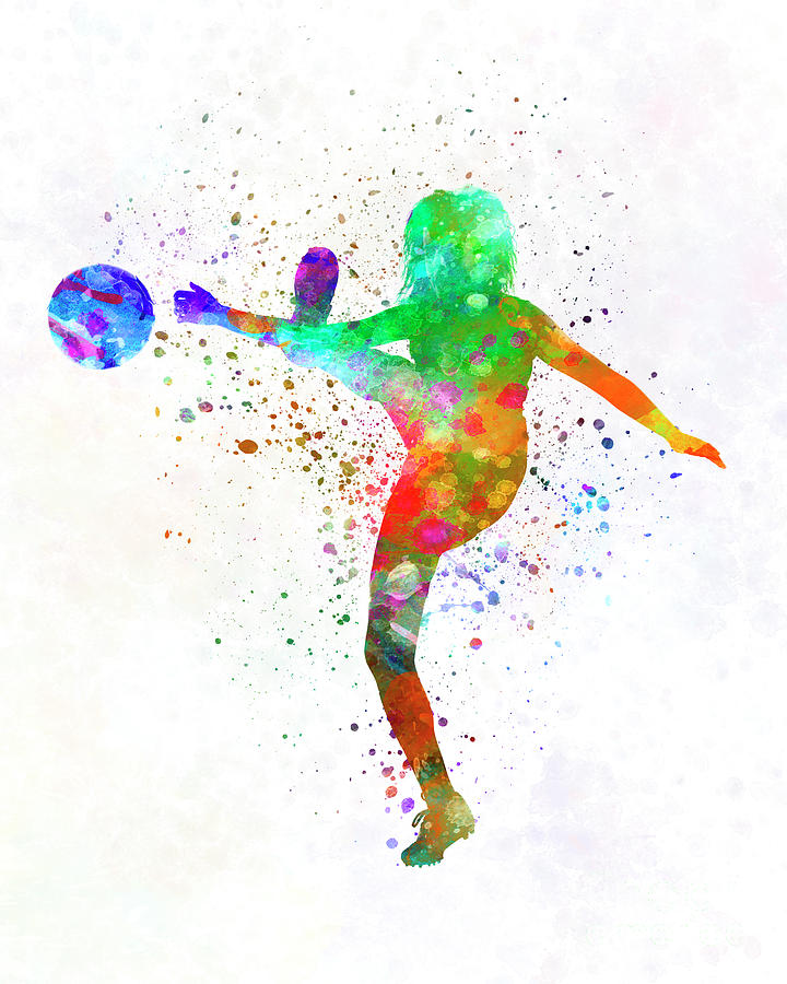 720x900 Woman Soccer Player 17 In Watercolor Painting By Pablo Romero - Soccer Watercolor