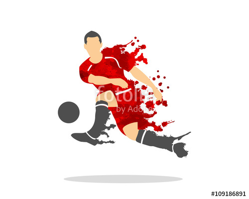 500x400 Vector Illustration Of Soccer (Football) Player In An Action With - Soccer Watercolor