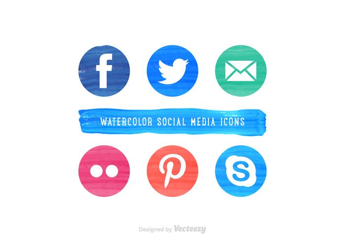 700x490 Free Social Media Watercolor Vector Icons - Social Media Watercolor Icons