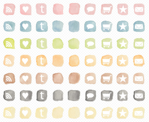 589x483 Free Watercolor Social Icons - Social Media Watercolor Icons