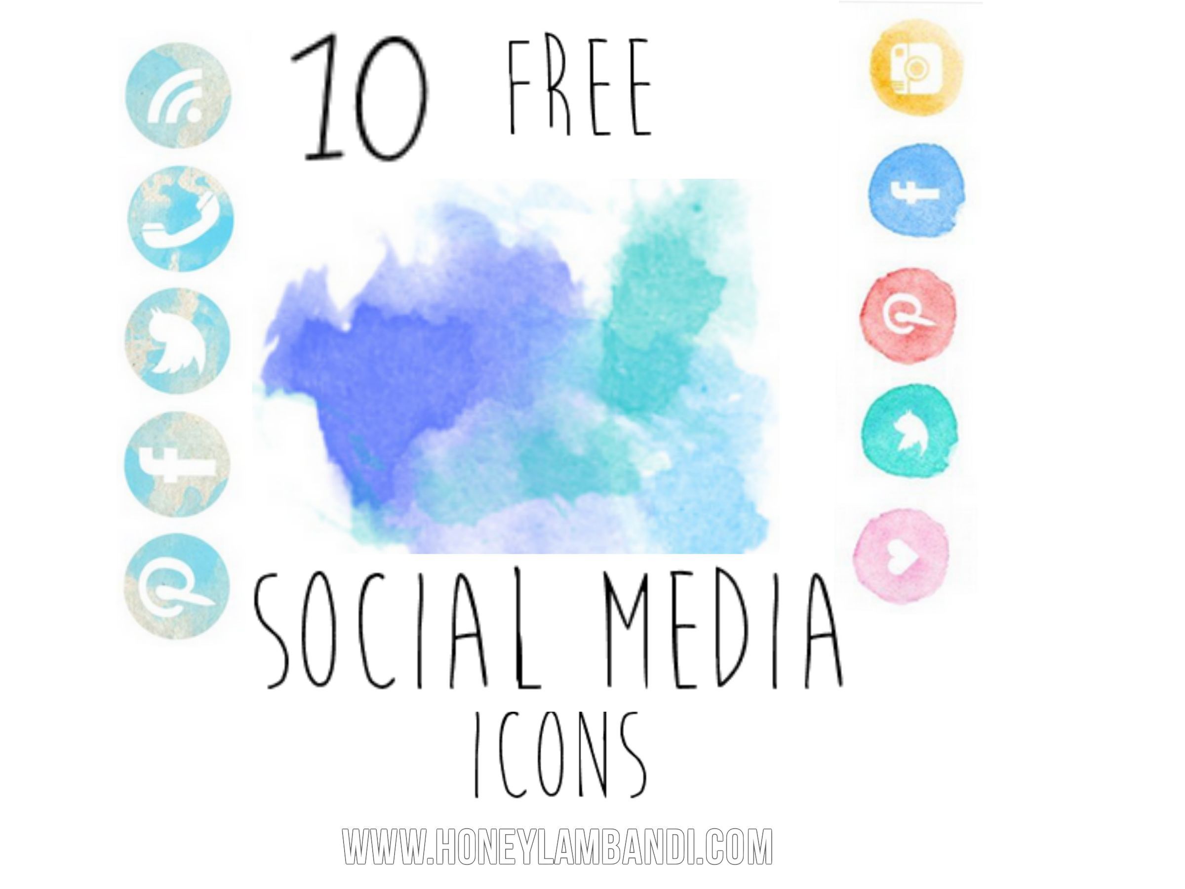 2400x1800 Free Social Media Icons - Social Media Watercolor Icons