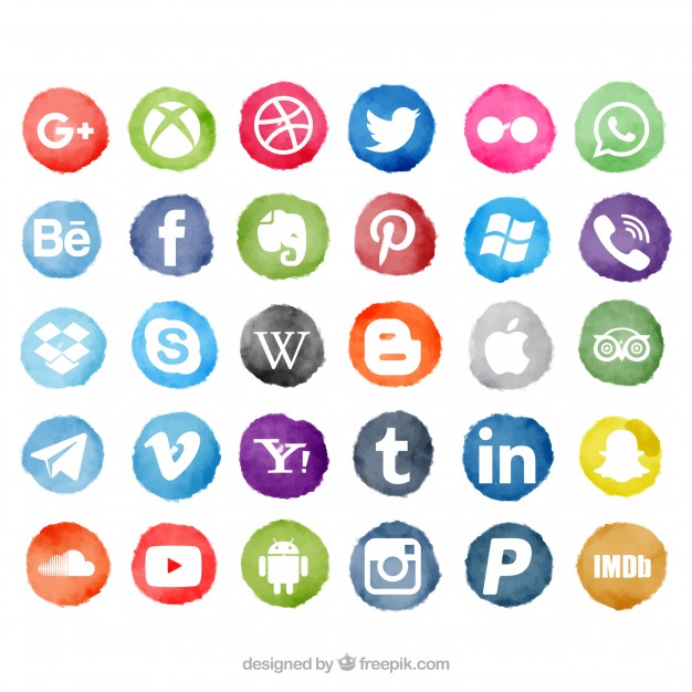 626x626 Download Vector - Social Media Watercolor Icons
