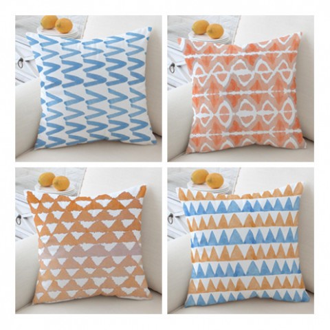 480x480 Geometric Watercolor Throw Pillows Blue And Orange Decorative Sofa - Sofa Watercolor