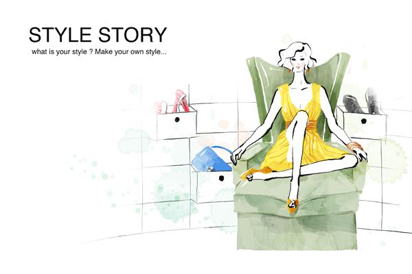 600x400 Sofa Chair On The Beauty Of Watercolor Painting Psd Material [Psd] - Sofa Watercolor