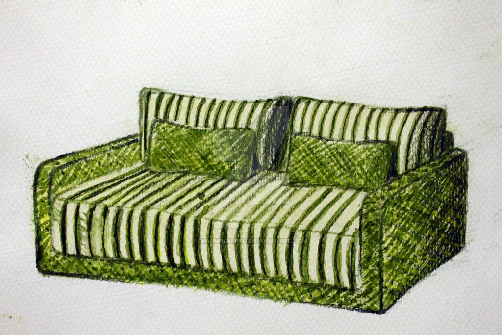 1024x683 Two Seater Sofa Watercolor Rendering By Mikimikamiku - Sofa Watercolor