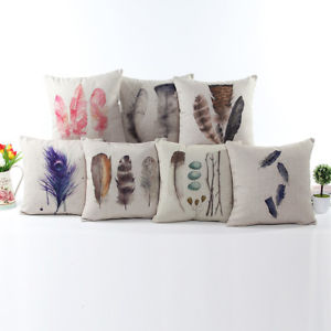 300x300 Watercolor Feather Pattern Car Sofa Cushion Cover Pillow Case 18 - Sofa Watercolor