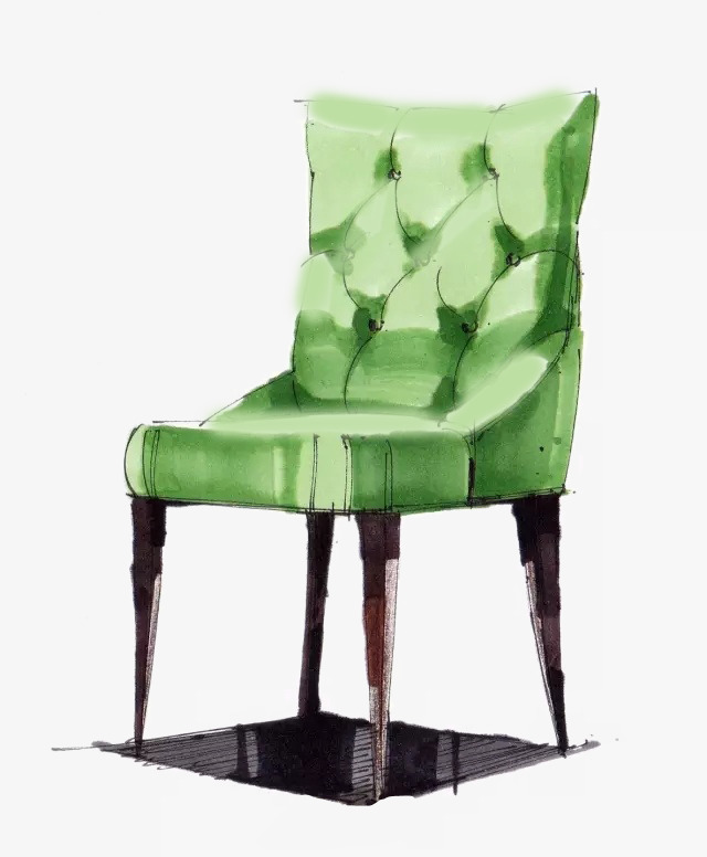 640x776 Watercolor Painted Green Sofa, Watercolor Clipart, Seating Painted - Sofa Watercolor