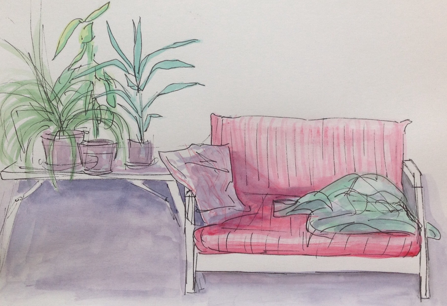 1762x1208 Fineliner - Sofa Watercolor