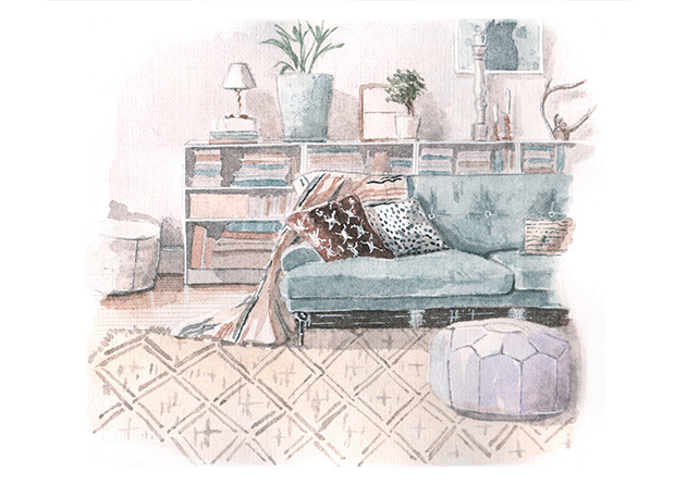 631x446 Watercolor Atomorfen - Sofa Watercolor