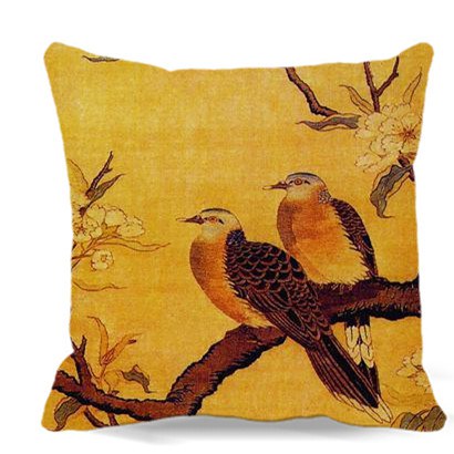 410x410 Oriole Chinese Watercolor Painting Of Square Cotton - Sofa Watercolor