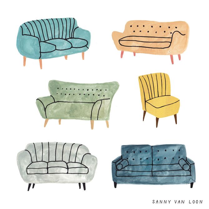670x670 24 Best Images About Illustration Behance, Posts - Sofa Watercolor