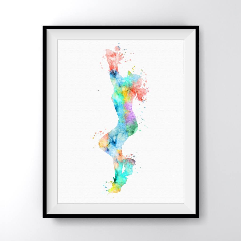 1024x1024 Softball Player Catcher Art Print Poster - Softball Watercolor