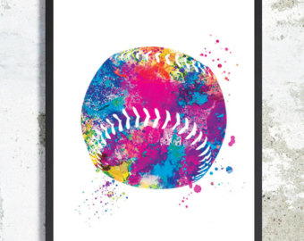 340x270 Watercolor Art Print Etsy - Softball Watercolor