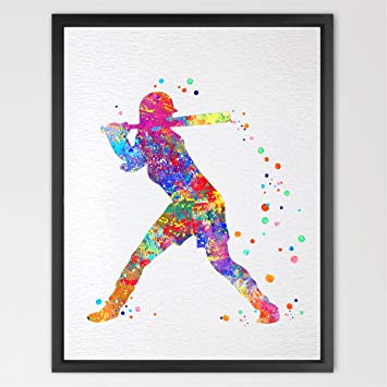 Softball Watercolor at PaintingValley.com | Explore collection of