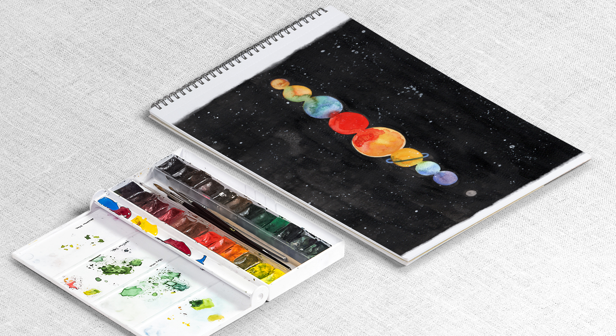 1200x654 Solar System Watercolor Print Alyssa Alarcon Design Online - Solar System Watercolor