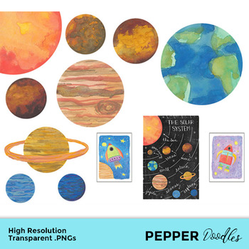 350x350 Space And Solar System - Solar System Watercolor