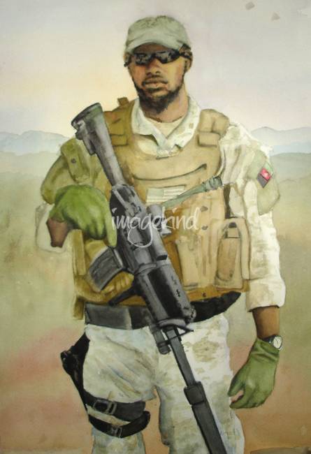 445x650 Modern Day Soldier Watercolor Painting By Kerra Lindsey - Soldier Watercolor