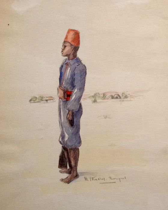 559x700 Orientalismwatercolor, A Young, North African Soldier, Barefoot - Soldier Watercolor
