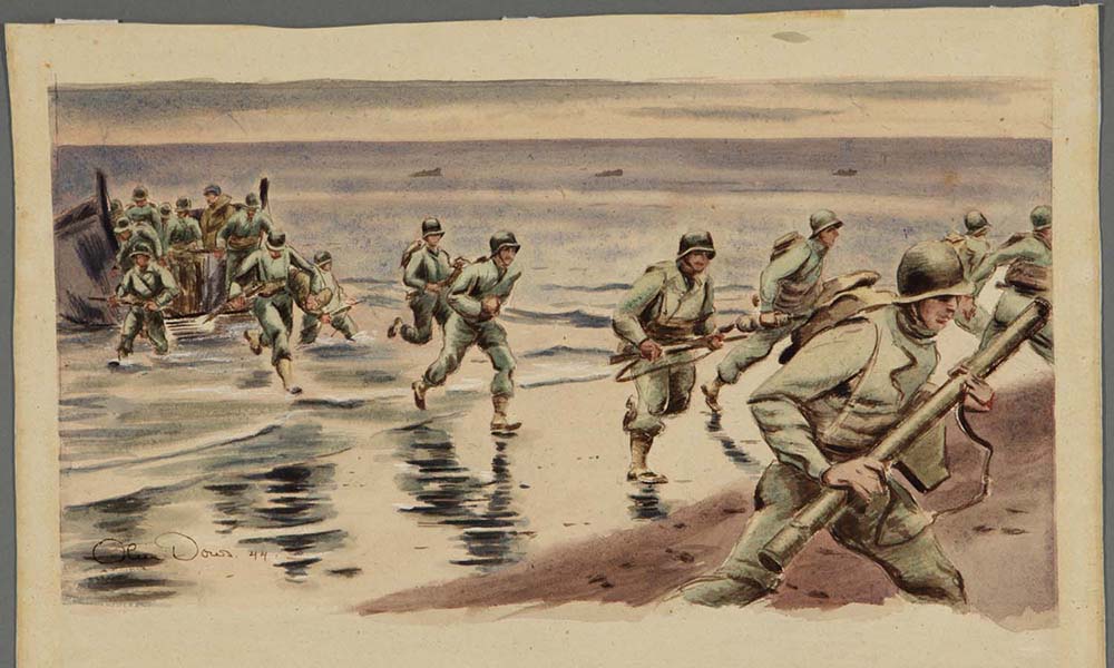 1000x600 The Artists View The Normandy Invasion Center Of Military History - Soldier Watercolor