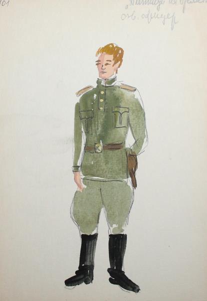 414x600 Vintage Watercolor Painting Theatre Costume Design Military - Soldier Watercolor
