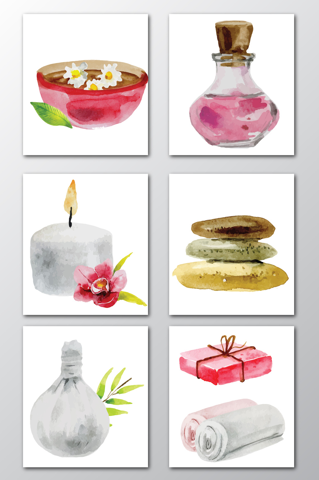 1024x1540 Beautiful Small Clear Watercolor Spa Items Vector Free Download - Spa Watercolor