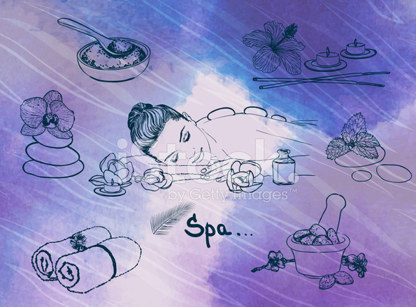 595x440 Beauty Spa Watercolor Illustrations Stock Vector - Spa Watercolor