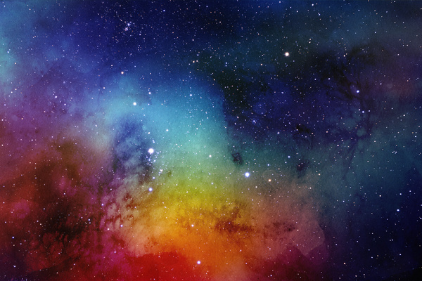 600x400 Red And Cyan Yellow Space Watercolor Backgrounds Free Download - Space Watercolor