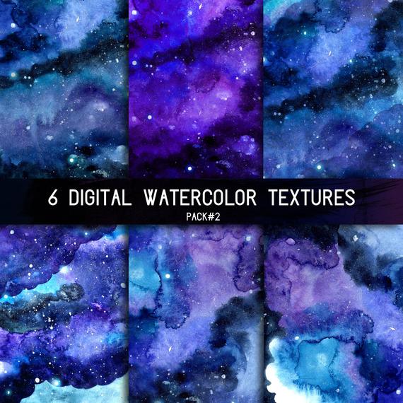 570x570 Space Watercolor Background Digital Night Sky Texture With Etsy - Space Watercolor