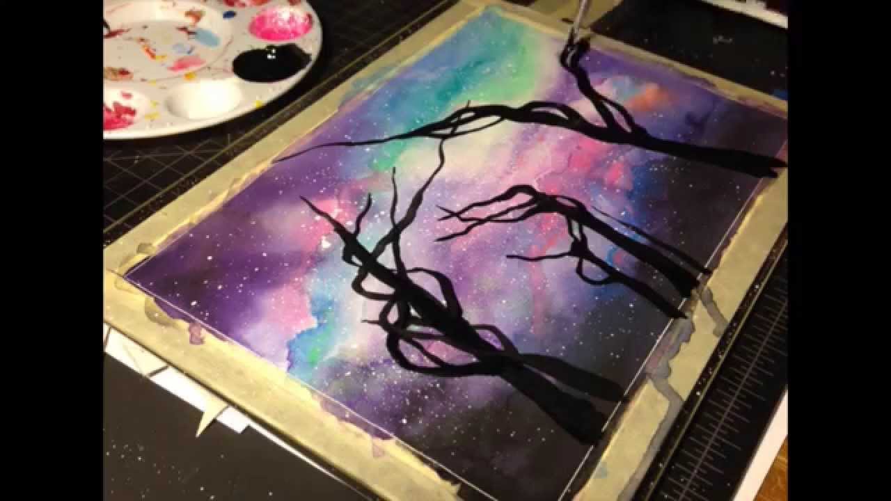 1280x720 Speed Watercolor Painting - Space Watercolor