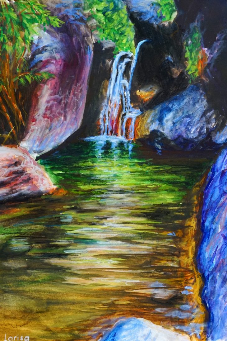 730x1095 Masca Valley, Spain Watercolor Painting By Larisa12345 - Spain Watercolor