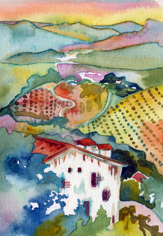 570x828 The Olive Branch El Chorro Andalusia Spain Watercolor Etsy - Spain Watercolor