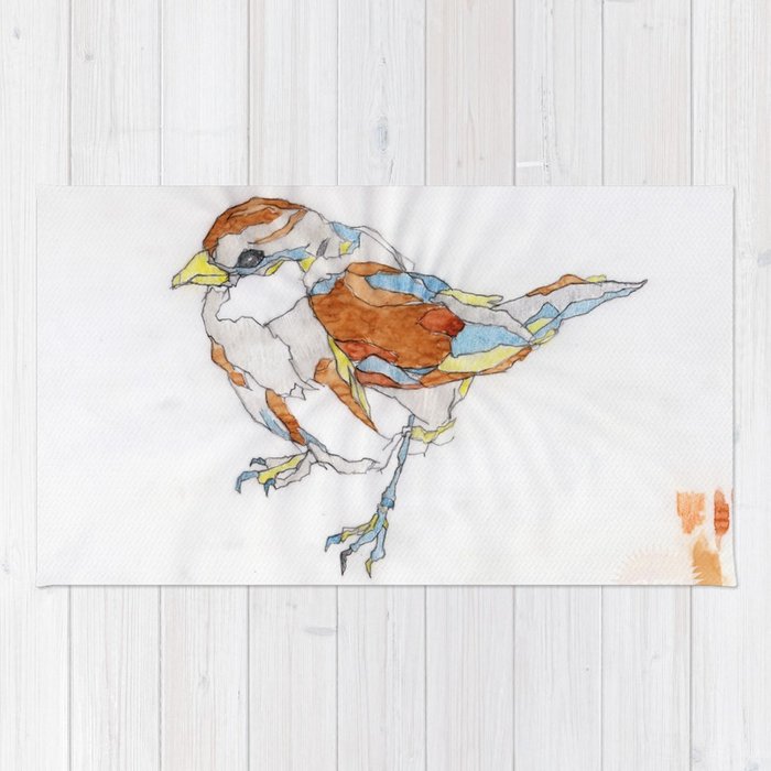 700x700 Sparrow Watercolor Drawing Rug By Ghostwillow Society6 - Sparrow Watercolor