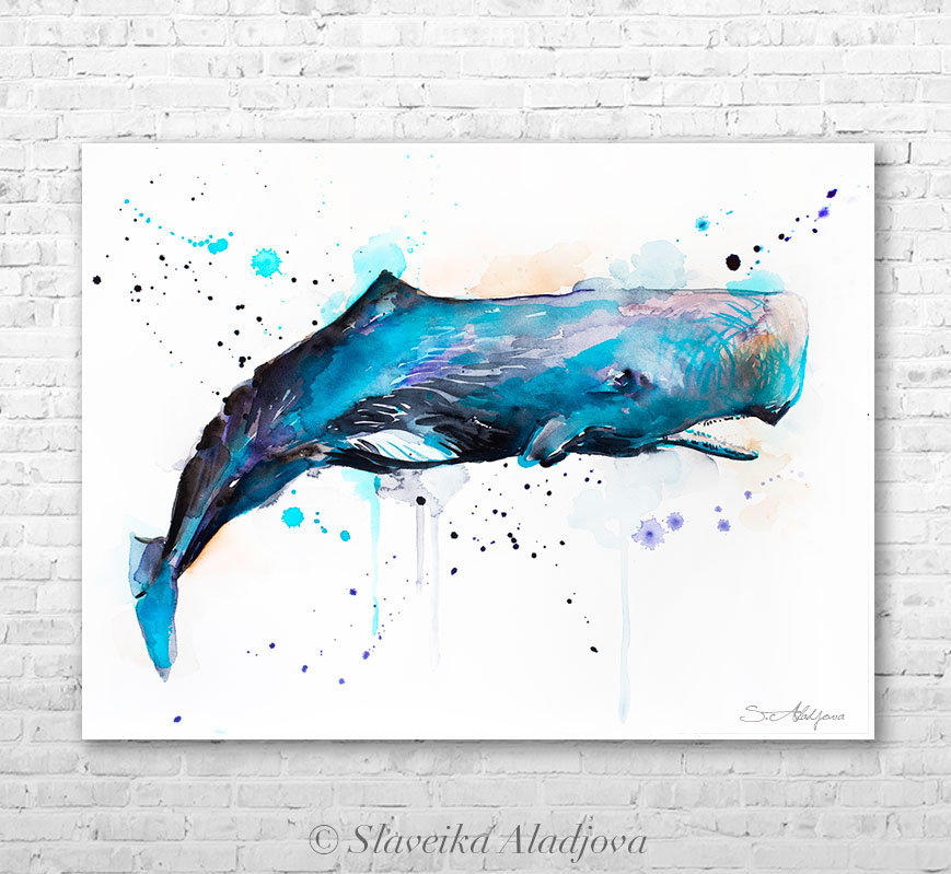 869x799 Sperm Whale Watercolor Painting By Slaveika Aladjova On Behance - Sperm Whale Watercolor