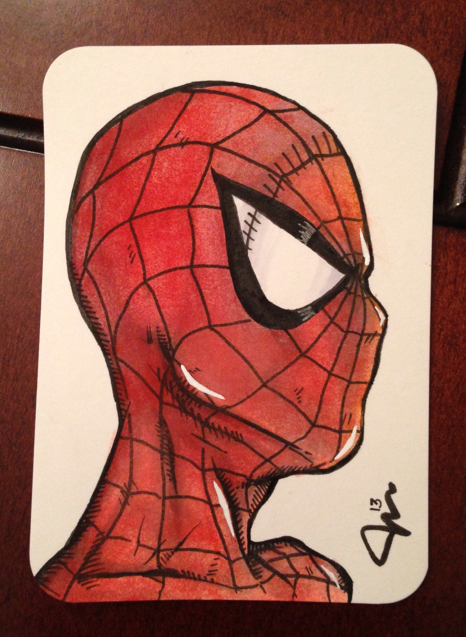 1498x2047 Spiderman Aceo Card In Watercolor, Ink Amp Marker (2.5 X 3.5) Art - Spiderman Watercolor