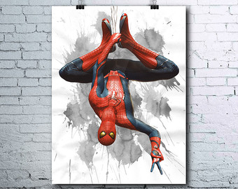 340x270 Spiderman Watercolor Print Spiderman Poster Spiderman Birthday Etsy - Spiderman Watercolor