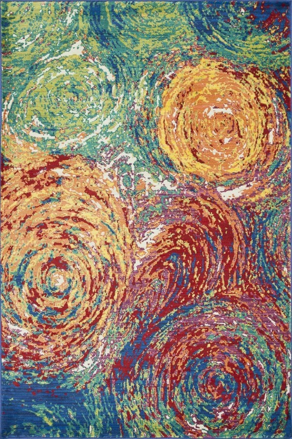 600x900 Premium Quality Modern Spiral Watercolor Design Power Loom Rug In - Spiral Watercolor