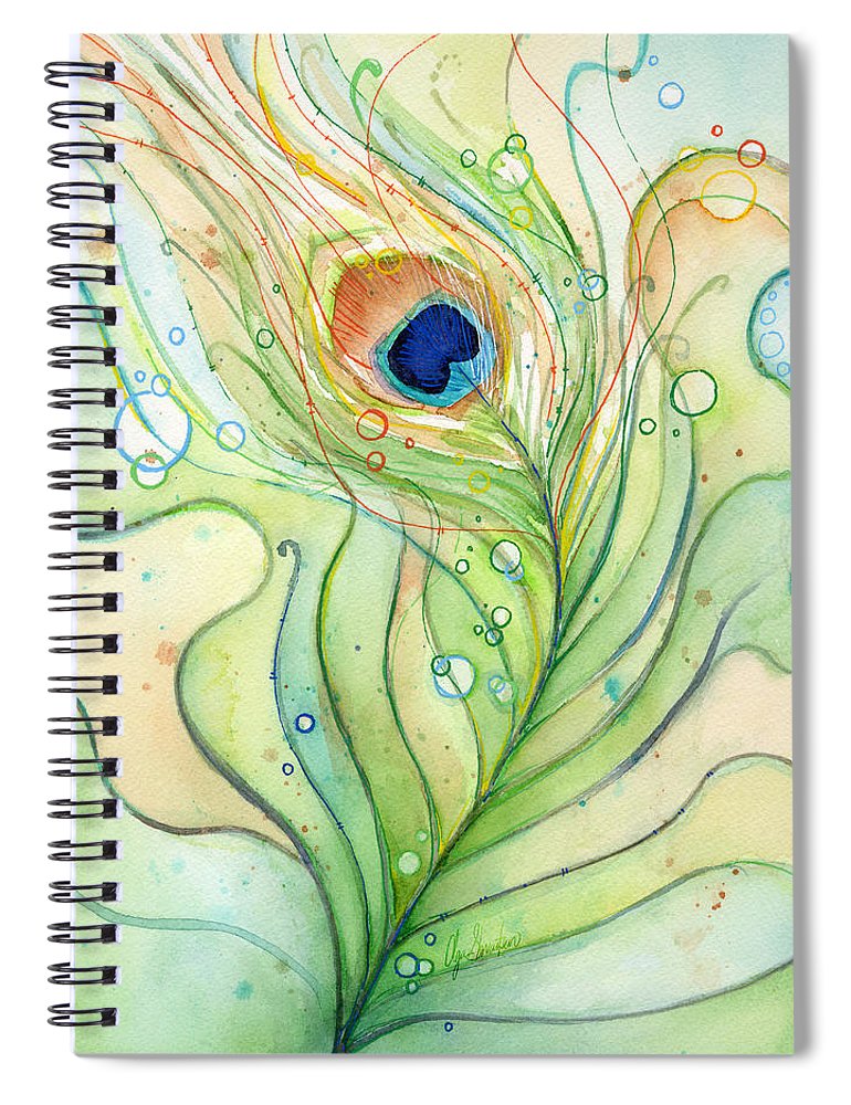 770x1000 Peacock Feather Watercolor Spiral Notebook For Sale By Olga Shvartsur - Spiral Watercolor