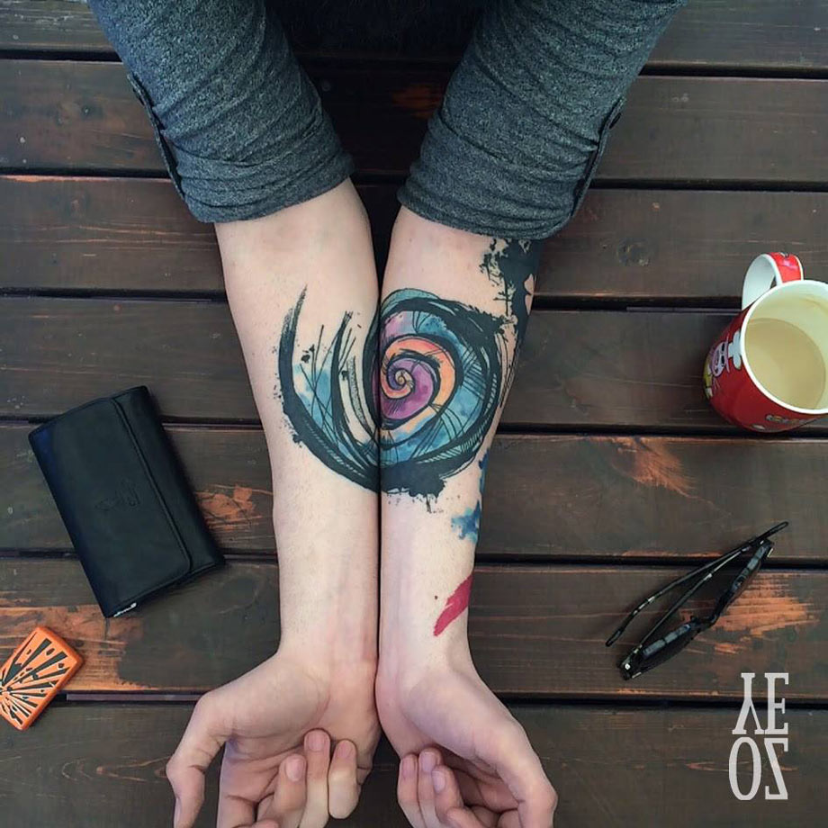 920x920 Watercolor Nice Spiral Forearm Tattoo Design Idea - Spiral Watercolor