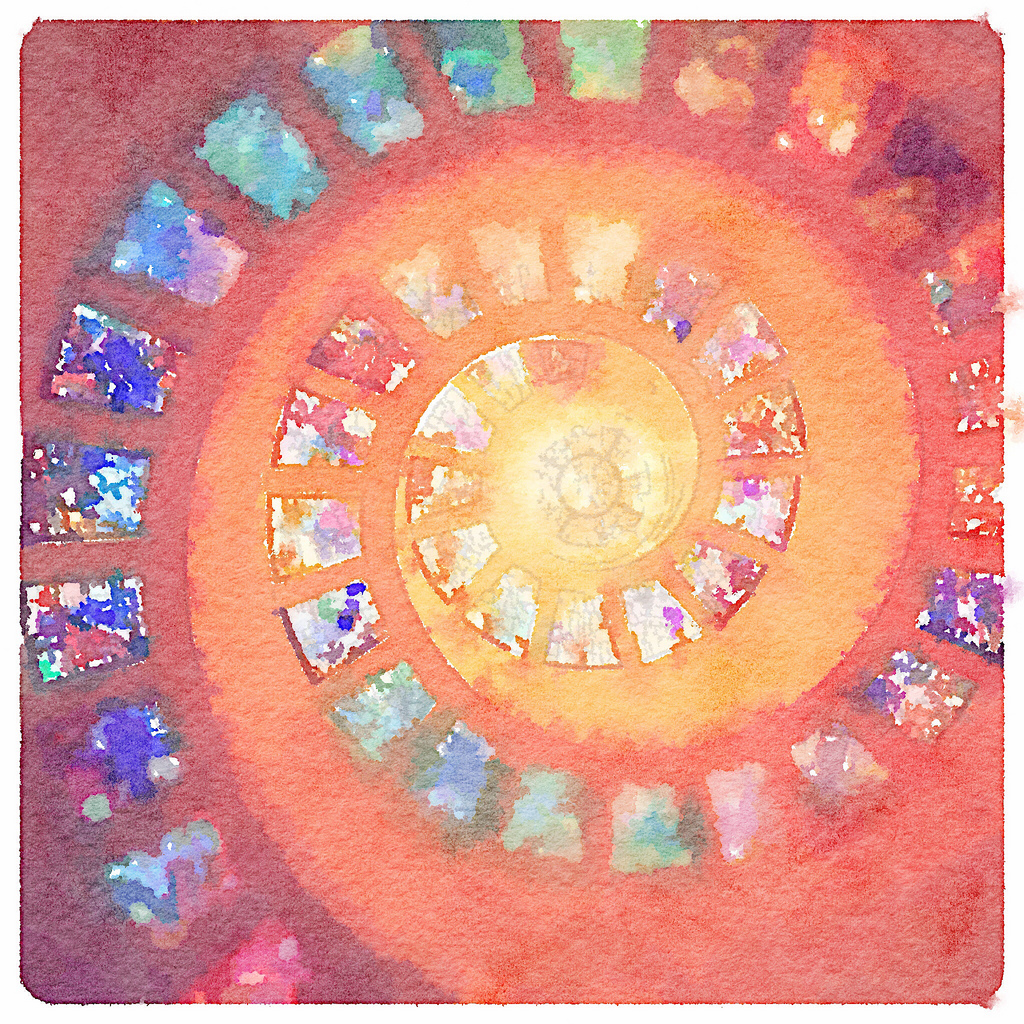 1024x1024 Watercolor Spiral Chapel Thanksgiving Square Dallas Texas - Spiral Watercolor