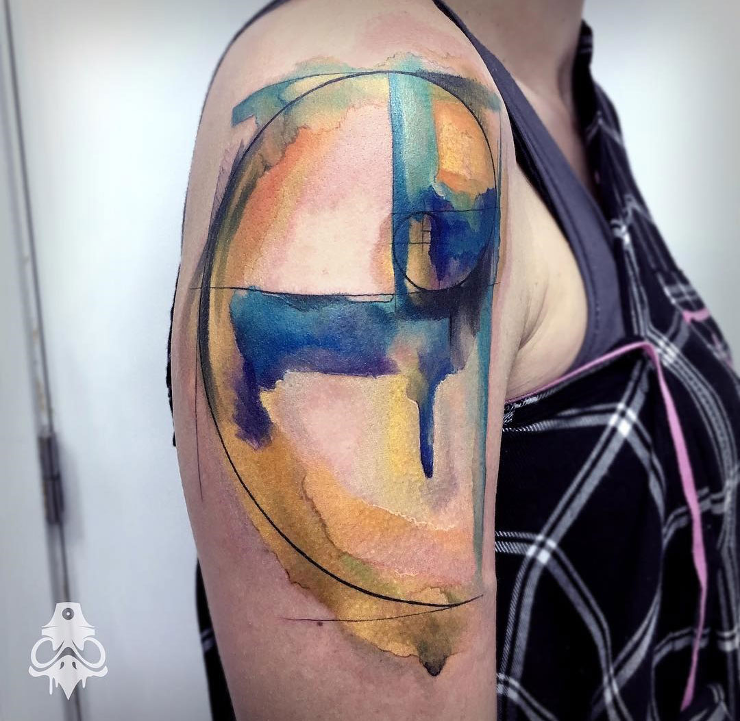 1080x1053 Fibonacci Spiral Abstract Watercolor Best Tattoo Design Ideas - Spiral Watercolor