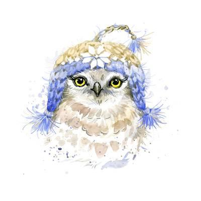 400x400 Cute Owl T Shirt Graphics, Watercolor Forest Owl Illustration With - Splash Of Watercolor