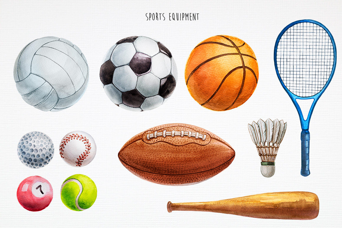 1160x774 Sport. Watercolor Illustrations. - Sports Watercolor