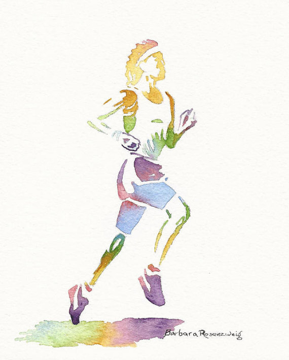 570x709 Sports Print, Runner Painting, Runner Wall Art Sport Painting - Sports Watercolor