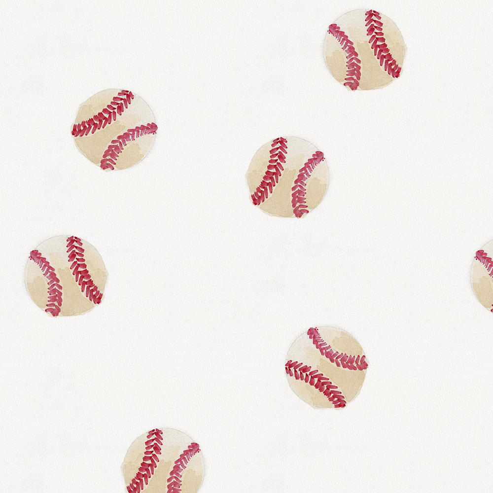 1000x1000 Watercolor Baseball Fabric By The Yard Antique White Fabric - Sports Watercolor