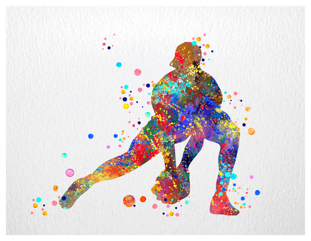 640x496 Baseball Softball Catcher Sports Contemporary Watercolor Art Print - Sports Watercolor
