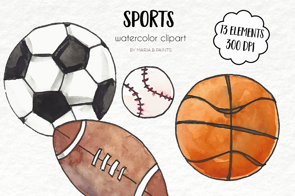 960x639 Watercolor Clip Art - Sports Watercolor