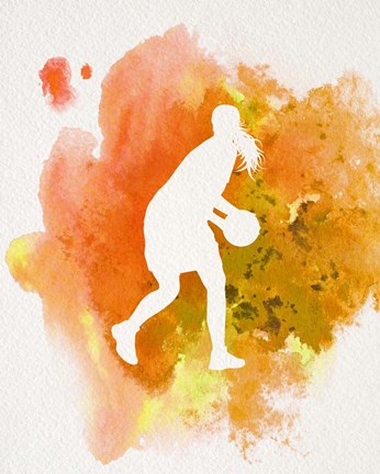 346x432 Basketball Girl Watercolor Silhouette Inverted Part Iii Fine Art - Sports Watercolor