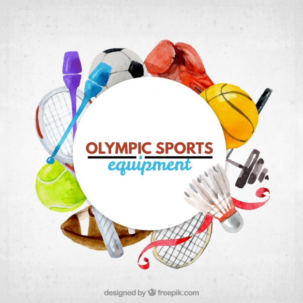 626x626 Cute Watercolor Olumpic Sports Equipment Background Vector Free - Sports Watercolor